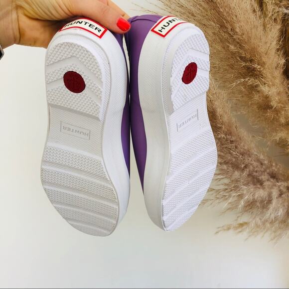 NEW HUNTER Plimsole Purple White Slip On Rubber Sneaker Flats Ankle Shoes 9 - Picture 3 of 9
